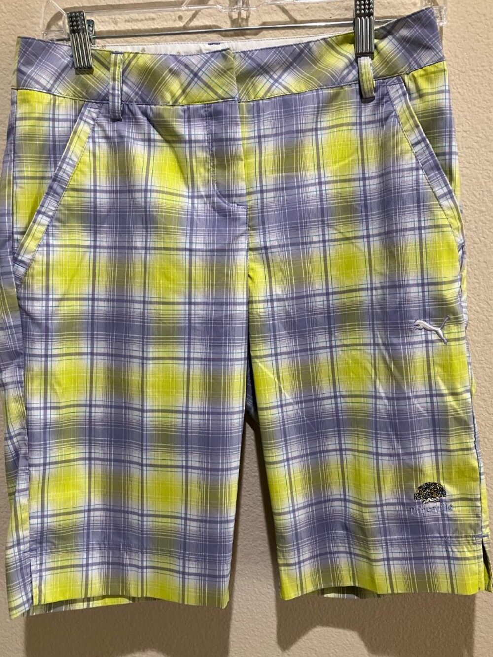 Puma Golf Plaid Bermuda Shorts Princeville Stretch Preppy Coastal Size 2